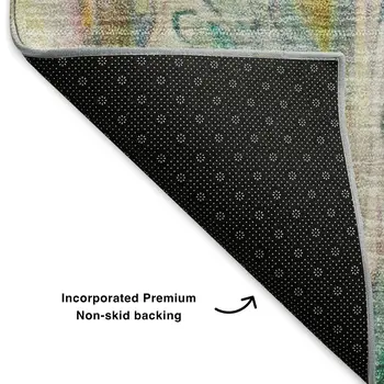 8' X 10' Green Gold And Teal Abstract Washable Area Rug With UV Protection