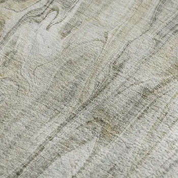 3' X 5' Taupe Gray And Ivory Abstract Washable Area Rug With UV Protection