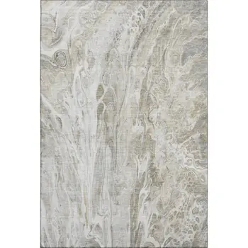 9' X 12' Taupe Gray And Ivory Abstract Washable Area Rug With UV Protection