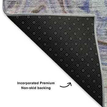 5' X 8' Beige Blue And Ivory Abstract Washable Area Rug With UV Protection