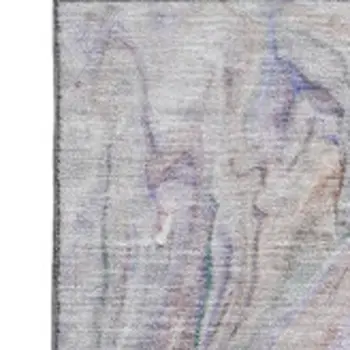 5' X 8' Beige Blue And Ivory Abstract Washable Area Rug With UV Protection