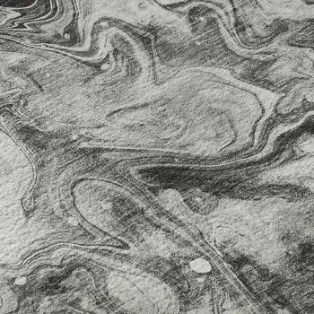 5' X 8' Gray And Ivory Abstract Washable Area Rug With UV Protection