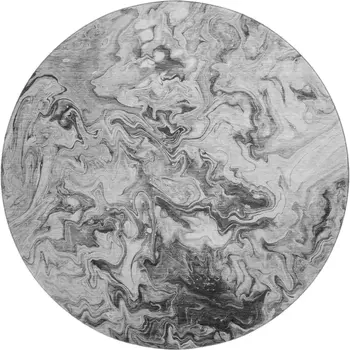 8' Gray And Ivory Abstract Washable Round Rug With UV Protection