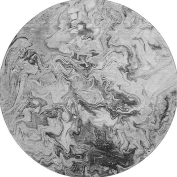 8' Gray And Ivory Abstract Washable Round Rug With UV Protection