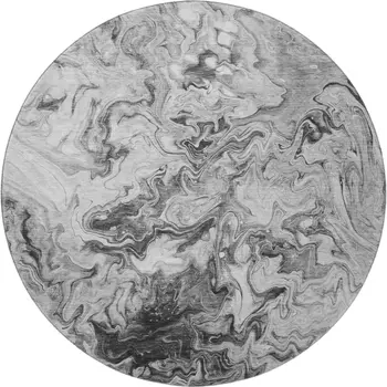 8' Gray And Ivory Abstract Washable Round Rug With UV Protection