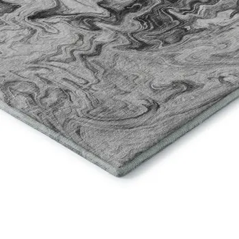8' X 10' Gray And Ivory Abstract Washable Area Rug With UV Protection