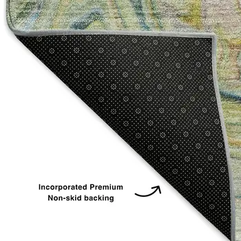 8' X 10' Ivory Yellow And Blue Abstract Washable Area Rug With UV Protection