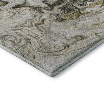 3' X 5' Taupe Gray And Ivory Abstract Washable Area Rug With UV Protection