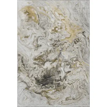 5' X 8' Taupe Gray And Ivory Abstract Washable Area Rug With UV Protection
