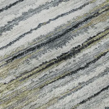 3' X 5' Beige Blue And Ivory Striped Washable Area Rug With UV Protection
