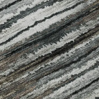 3' X 5' Brown Gray And Ivory Striped Washable Area Rug With UV Protection