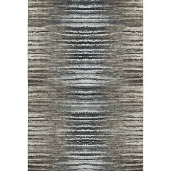 5' X 8' Brown Gray And Ivory Striped Washable Area Rug With UV Protection