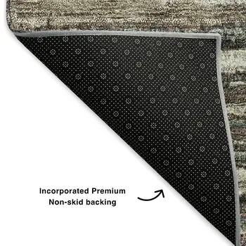 5' X 8' Brown Gray And Ivory Striped Washable Area Rug With UV Protection