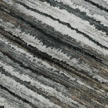10' X 14' Brown Gray And Ivory Striped Washable Area Rug With UV Protection