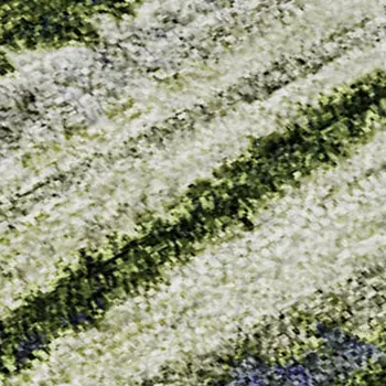 9' X 12' Purple Green And Ivory Striped Washable Area Rug With UV Protection