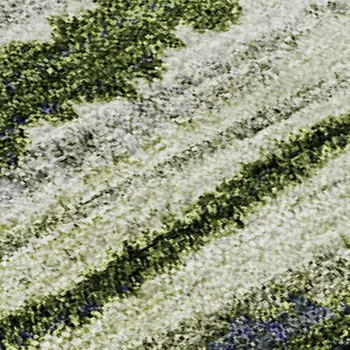 9' X 12' Purple Green And Ivory Striped Washable Area Rug With UV Protection