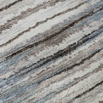 8' X 10' Sky Blue Coffee And Ivory Striped Washable Area Rug With UV Protection