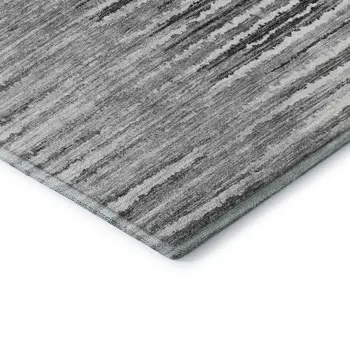 3' X 5' Silver And Gray Striped Washable Area Rug With UV Protection