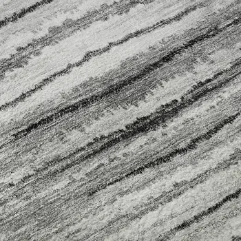 9' X 12' Silver And Gray Striped Washable Area Rug With UV Protection