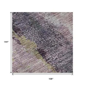 9' X 12' Blush Gray And Ivory Abstract Washable Area Rug With UV Protection