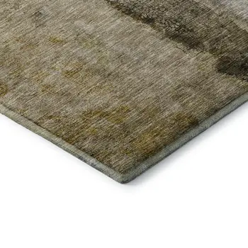 9' X 12' Brown Gray And Ivory Abstract Washable Area Rug With UV Protection