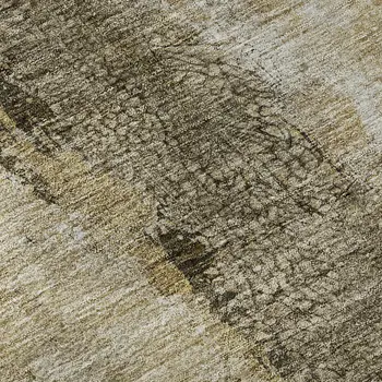 9' X 12' Brown Gray And Ivory Abstract Washable Area Rug With UV Protection