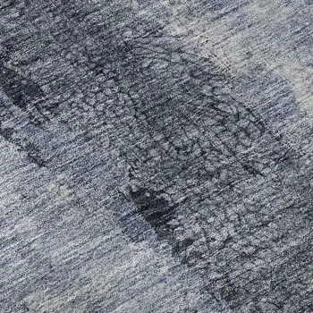 8' X 10' Denim Blue Gray And Ivory Abstract Washable Area Rug With UV Protection