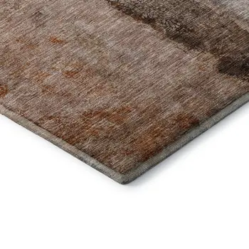 3' X 5' Chili Red Brown And Ivory Abstract Washable Area Rug With UV Protection