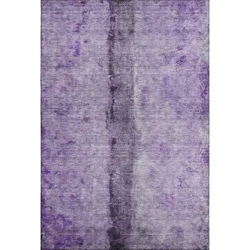 10' X 14' Purple Ivory And Gray Abstract Washable Area Rug With UV Protection