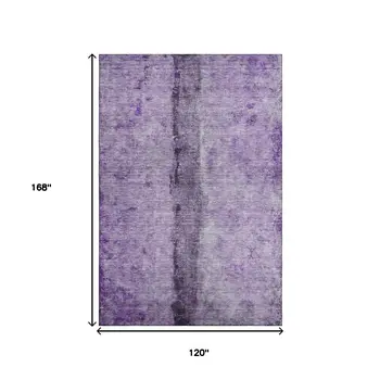 10' X 14' Purple Ivory And Gray Abstract Washable Area Rug With UV Protection
