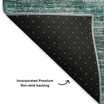 3' X 5' Teal Gray And Ivory Abstract Washable Area Rug With UV Protection