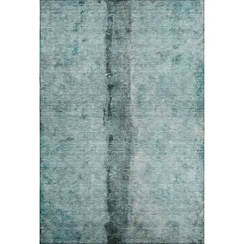 10' X 14' Teal Gray And Ivory Abstract Washable Area Rug With UV Protection