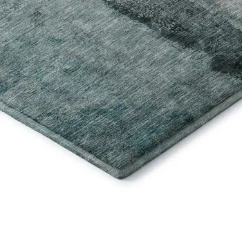 10' X 14' Teal Gray And Ivory Abstract Washable Area Rug With UV Protection