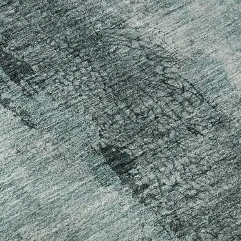 10' X 14' Teal Gray And Ivory Abstract Washable Area Rug With UV Protection