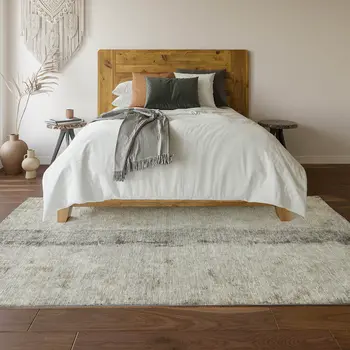 3' X 5' Taupe Gray And Ivory Abstract Washable Area Rug With UV Protection