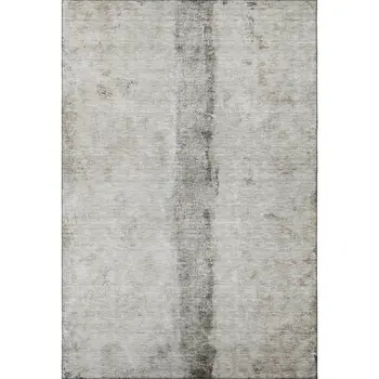 3' X 5' Taupe Gray And Ivory Abstract Washable Area Rug With UV Protection
