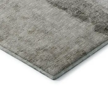9' X 12' Taupe Gray And Ivory Abstract Washable Area Rug With UV Protection
