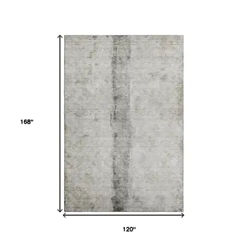 10' X 14' Taupe Gray And Ivory Abstract Washable Area Rug With UV Protection