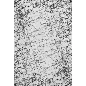3' X 5' Black And Ivory Abstract Washable Area Rug With UV Protection
