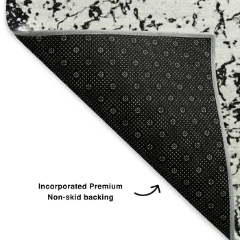 3' X 5' Black And Ivory Abstract Washable Area Rug With UV Protection