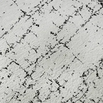 3' X 5' Black And Ivory Abstract Washable Area Rug With UV Protection