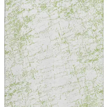 3' X 5' Green And Ivory Abstract Washable Area Rug With UV Protection