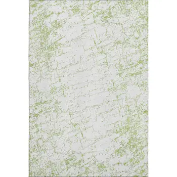 9' X 12' Green And Ivory Abstract Washable Area Rug With UV Protection