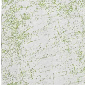 9' X 12' Green And Ivory Abstract Washable Area Rug With UV Protection