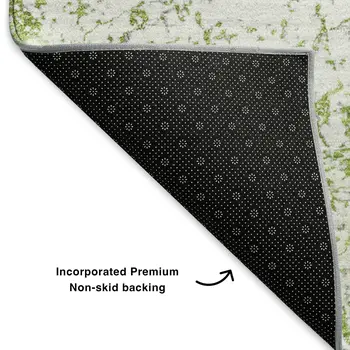10' X 14' Green And Ivory Abstract Washable Area Rug With UV Protection