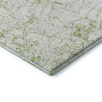 10' X 14' Green And Ivory Abstract Washable Area Rug With UV Protection