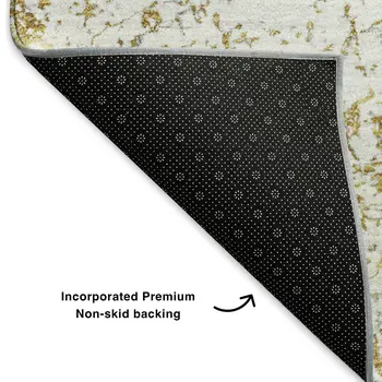 8' X 10' Gold And Ivory Abstract Washable Area Rug With UV Protection
