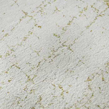 8' X 10' Gold And Ivory Abstract Washable Area Rug With UV Protection