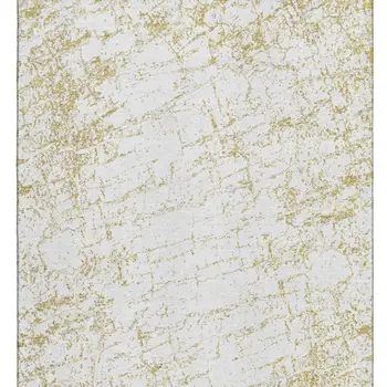 8' X 10' Gold And Ivory Abstract Washable Area Rug With UV Protection