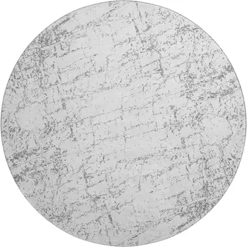 8' Gray And Ivory Abstract Washable Round Rug With UV Protection
